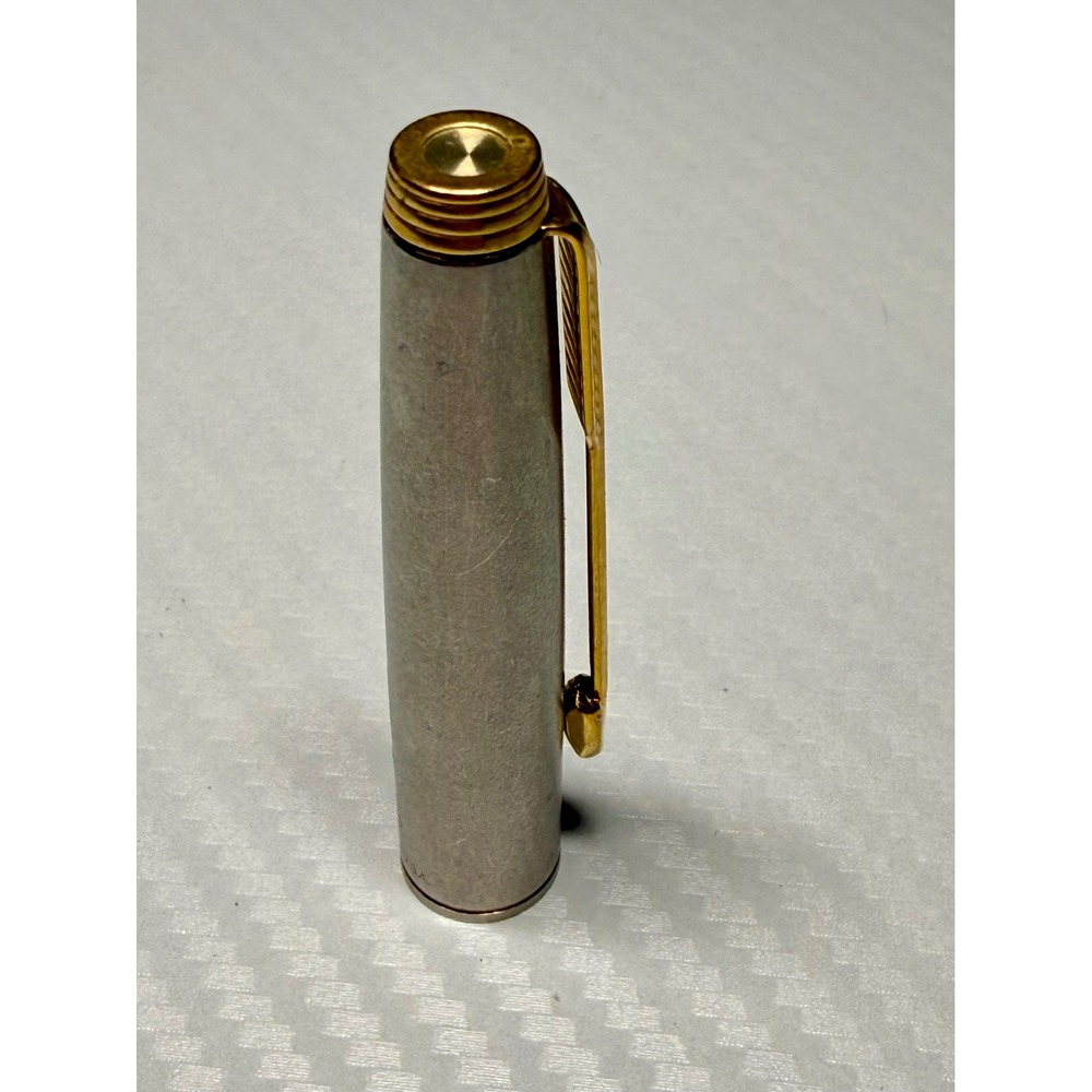 Parker 75 Pen Cap Vintage Brushed Stainless Gold Trim Arrow Clip PE-8957-1 - Picture 4 of 9
